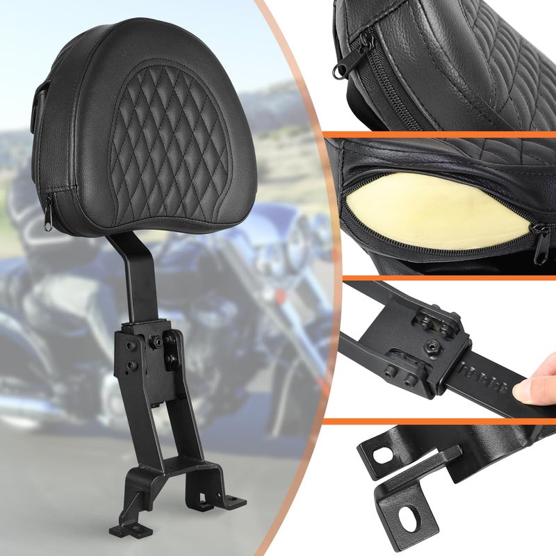 AUFER Detachable Adjustable Plug-in Driver Rider Backrest Sissy Bar Mounting Kit with Backre Rest Pad Compatible with for Chief Vintage Chieftain Classic Roadmaster Springfield 2014-2024 - Image 4